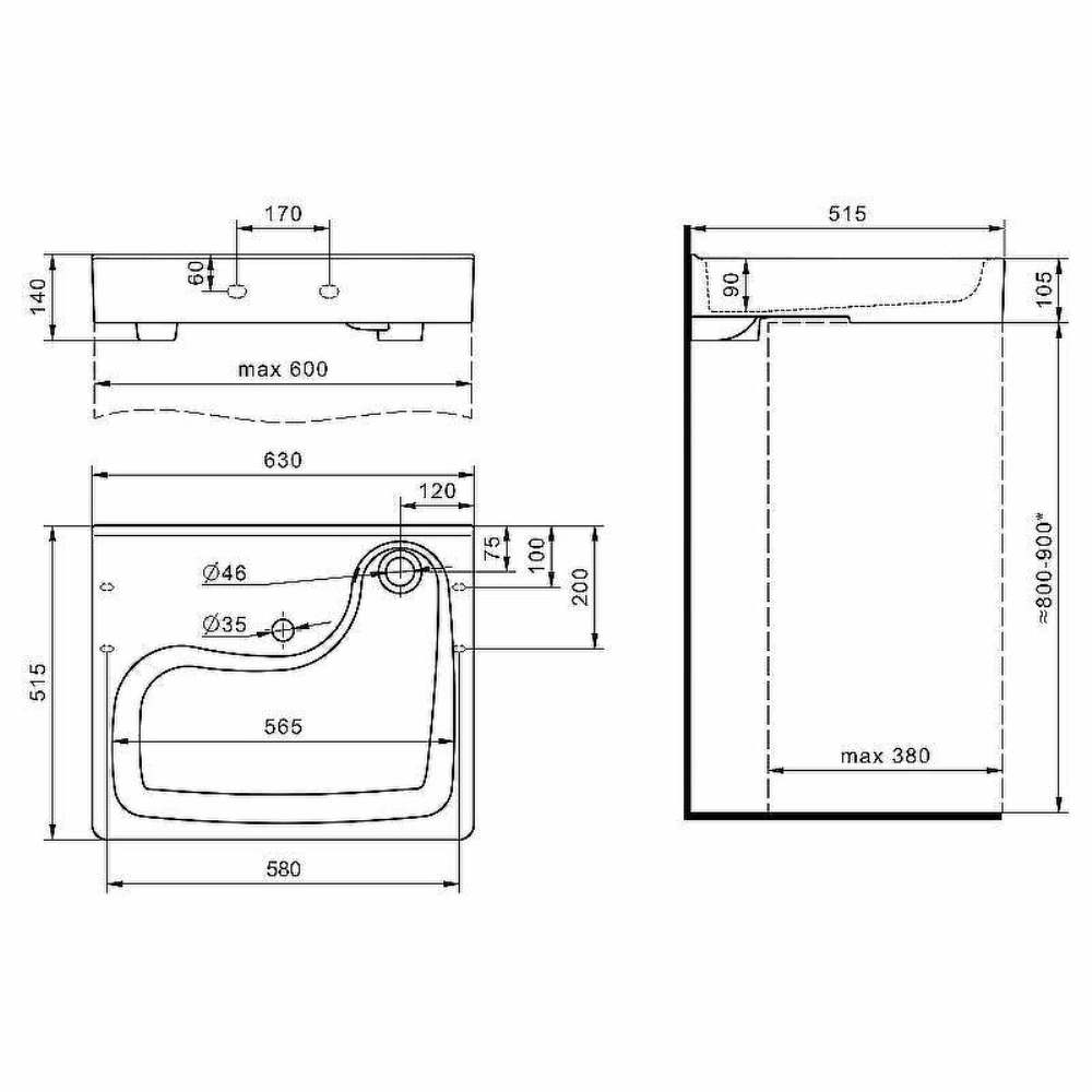 Раковина под стиральную машину Santek Клио 63 Белый глянцевый 1WH501770 Раковина под стиральную машину Santek Клио 63 Белый глянцевый 1WH501770 — изображение 4