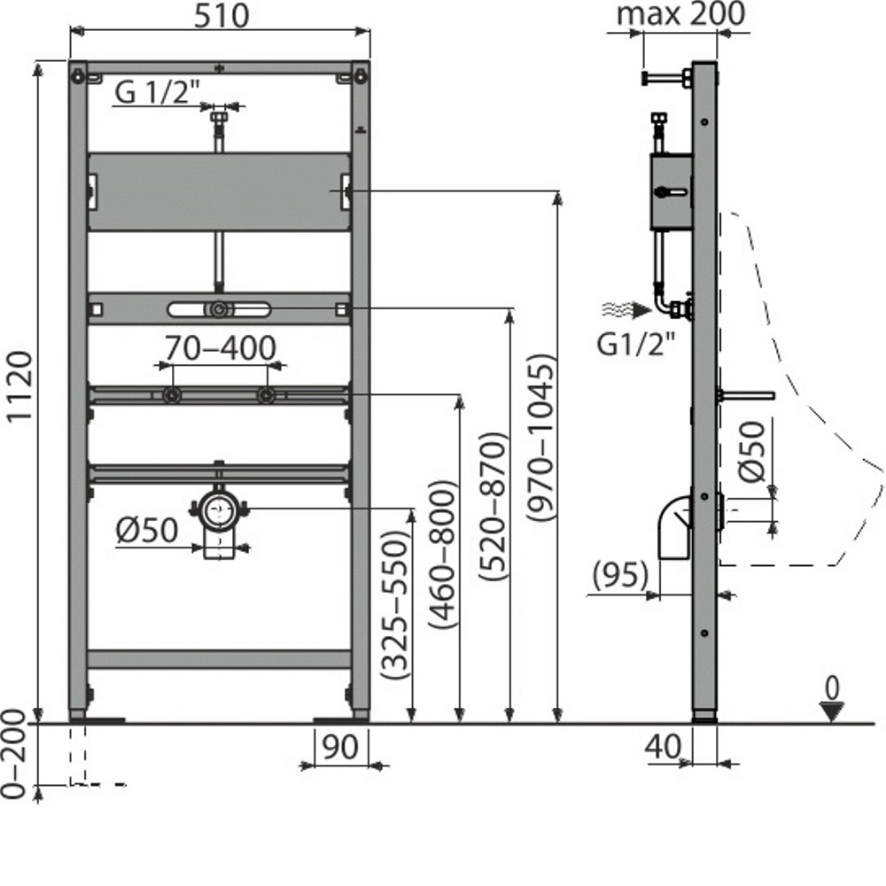 Инсталляция Alcadrain Sadromodul для писсуара A107S/1120 Инсталляция Alcadrain Sadromodul для писсуара A107S/1120 — изображение 2