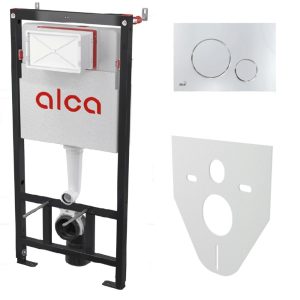 Инсталляция Alcadrain Sadromodul для скрытого монтажа унитаза с клавишей смыва Хром глянцевый AM101/1120-4:1 RU M671-0001