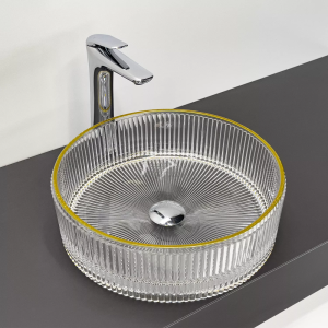 Раковина накладная Comforty 40 Прозрачный / Золото CF21002