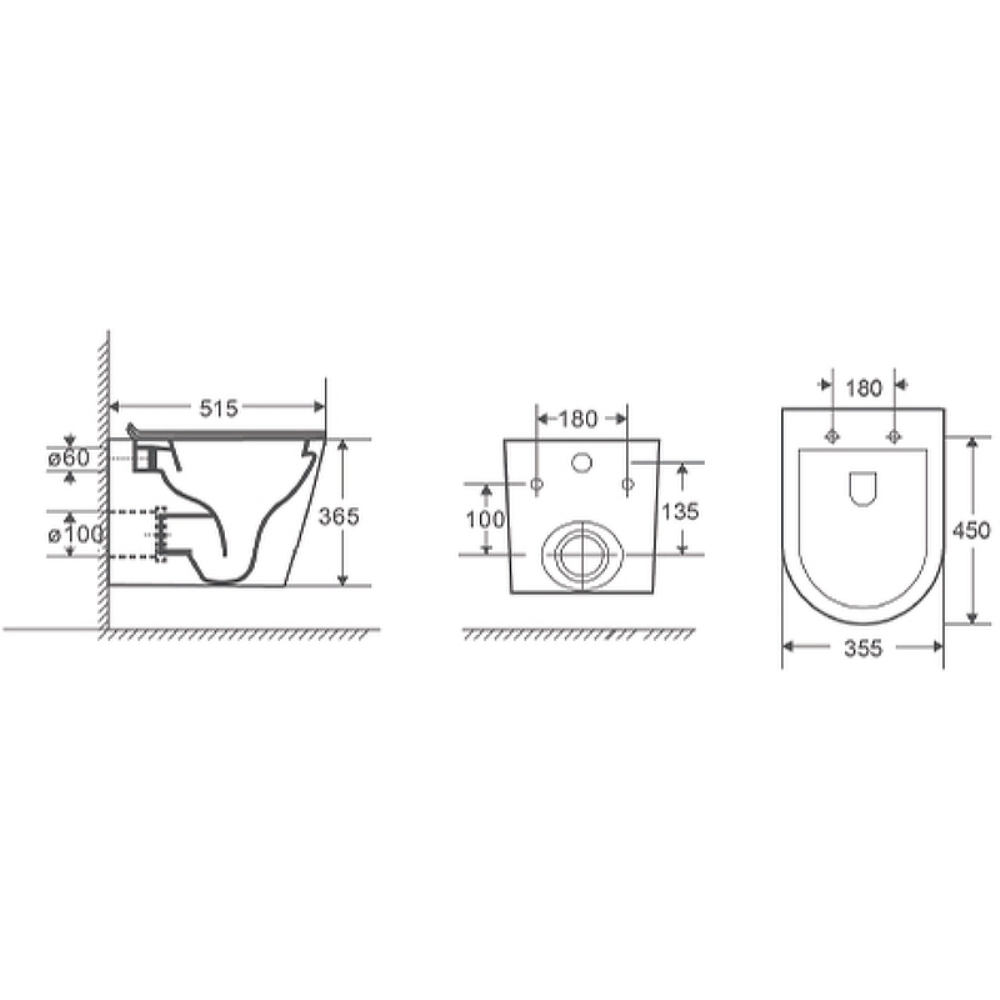 Унитаз подвесной D&K Venice Белый глянцевый DT1026516 Унитаз подвесной D&K Venice Белый глянцевый DT1026516 — изображение 4
