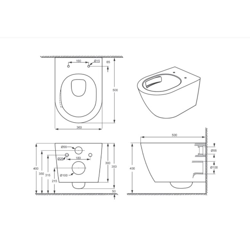 Унитаз подвесной D&K Rhein.Bach Белый глянцевый DT1476516 Унитаз подвесной D&K Rhein.Bach Белый глянцевый DT1476516 — изображение 4