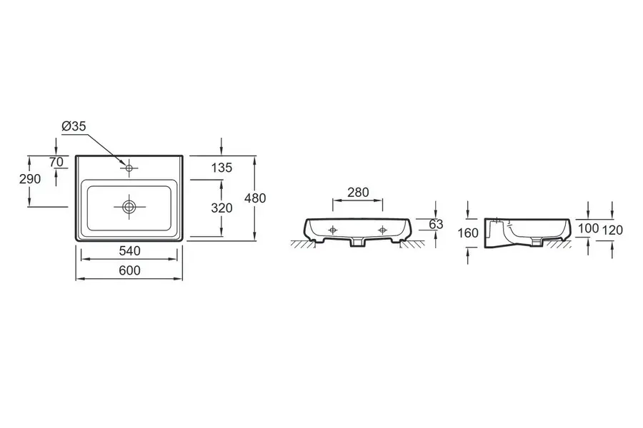 Раковина встраиваемая Jacob Delafon Fit 60х48 Раковина встраиваемая Jacob Delafon Fit 60х48 — изображение 2