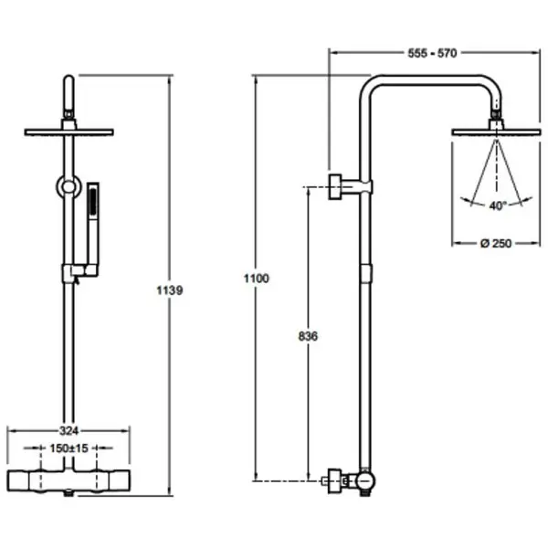 Душевая система Jacob Delafon Toobi с термостатом E8993-CP Душевая система Jacob Delafon Toobi с термостатом E8993-CP — изображение 2