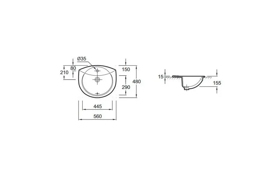 Раковина встраиваемая Jacob Delafon Odeon 56 E1061-00 Раковина встраиваемая Jacob Delafon Odeon 56 E1061-00 — изображение 2