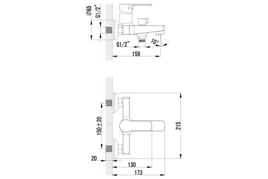 Смеситель для ванны Lemark Plus Grace LM1512C Смеситель для ванны Lemark Plus Grace LM1512C — изображение 2