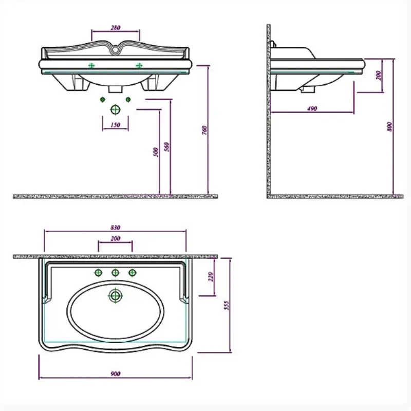 Раковина мебельная Comforty 281 55,5х90 Белый глянцевый 4142802 Раковина мебельная Comforty 281 55,5х90 Белый глянцевый 4142802 — изображение 2