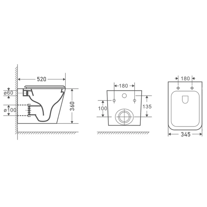 Унитаз подвесной Azario Boca с сиденьем Унитаз подвесной Azario Boca с сиденьем — изображение 3