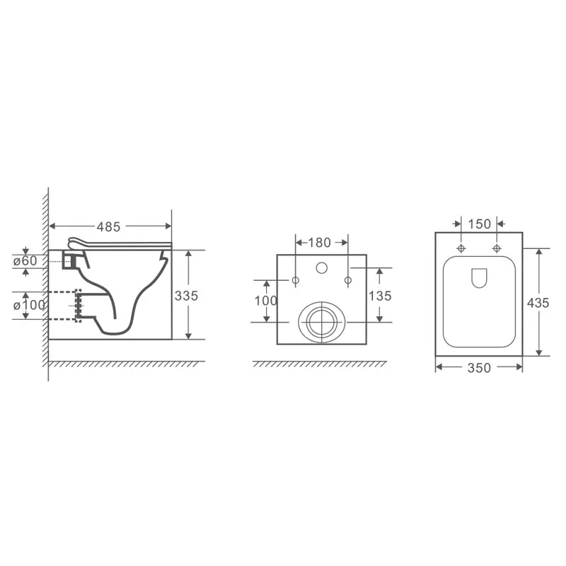 Унитаз подвесной Azario AZ + с сиденьем Белый AZ-0048 Унитаз подвесной Azario AZ + с сиденьем Белый AZ-0048 — изображение 3