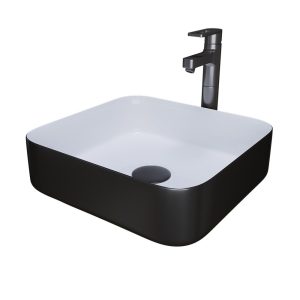 Раковина накладная Grossman Color 38 Черный / Белый GR-4042BW Раковина накладная Grossman Color 38 Черный / Белый GR-4042BW