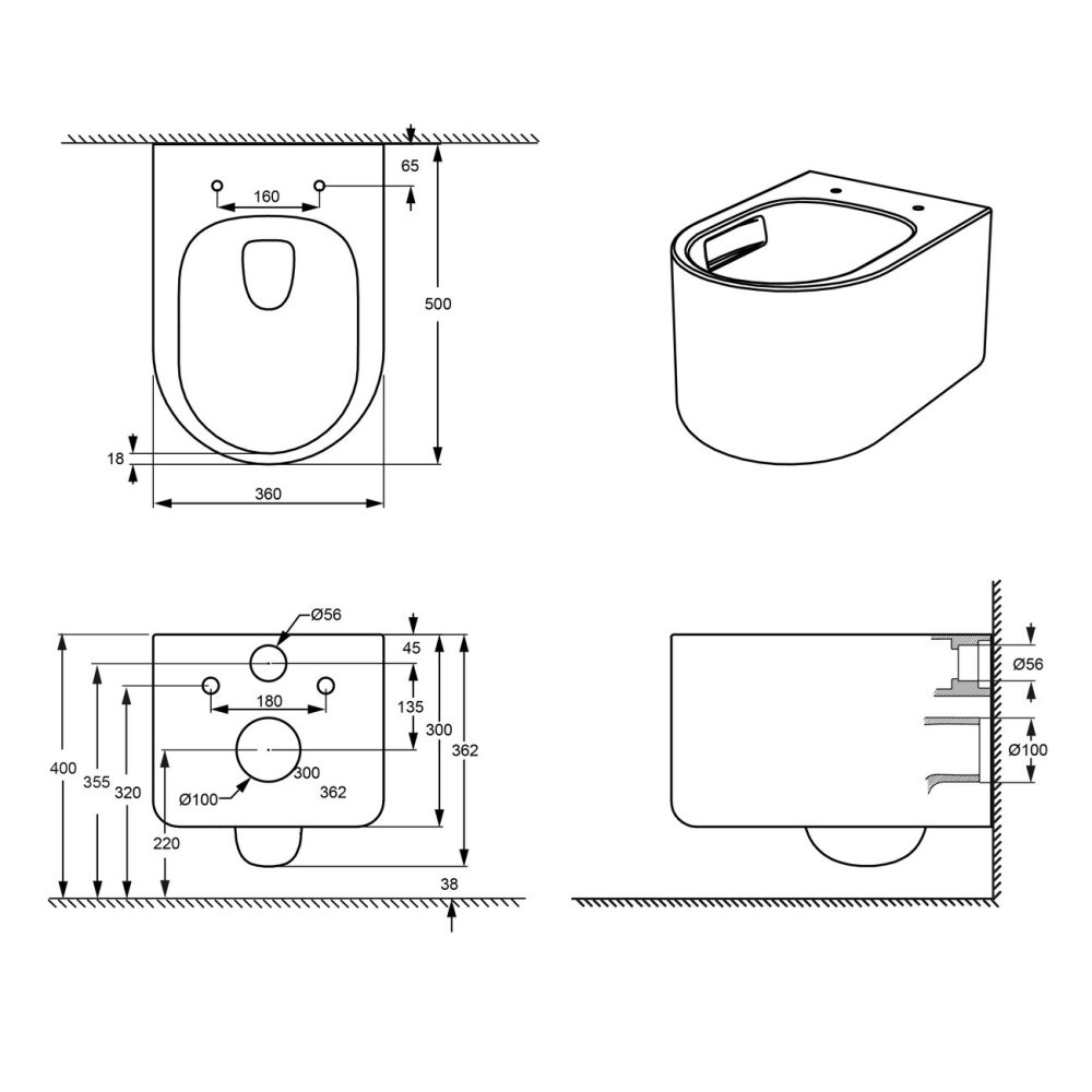 Унитаз подвесной Grossman Thin Rim с крышкой-сиденье Белый глянцевый GR-5606SQ Унитаз подвесной Grossman Thin Rim с крышкой-сиденье Белый глянцевый GR-5606SQ — изображение 5