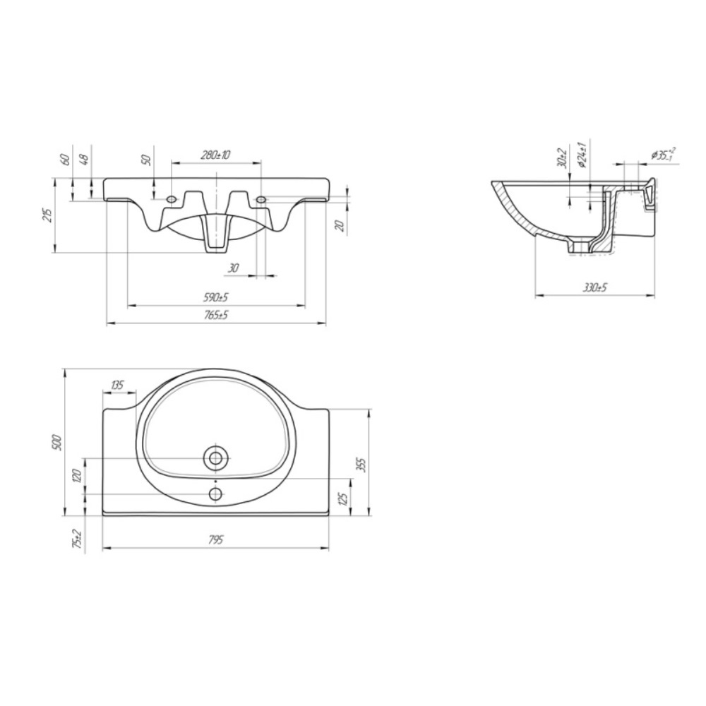 Раковина мебельная Cersanit Erica 80 Белый глянцевый S-UM-ERI80/1 Раковина мебельная Cersanit Erica 80 Белый глянцевый S-UM-ERI80/1 — изображение 4