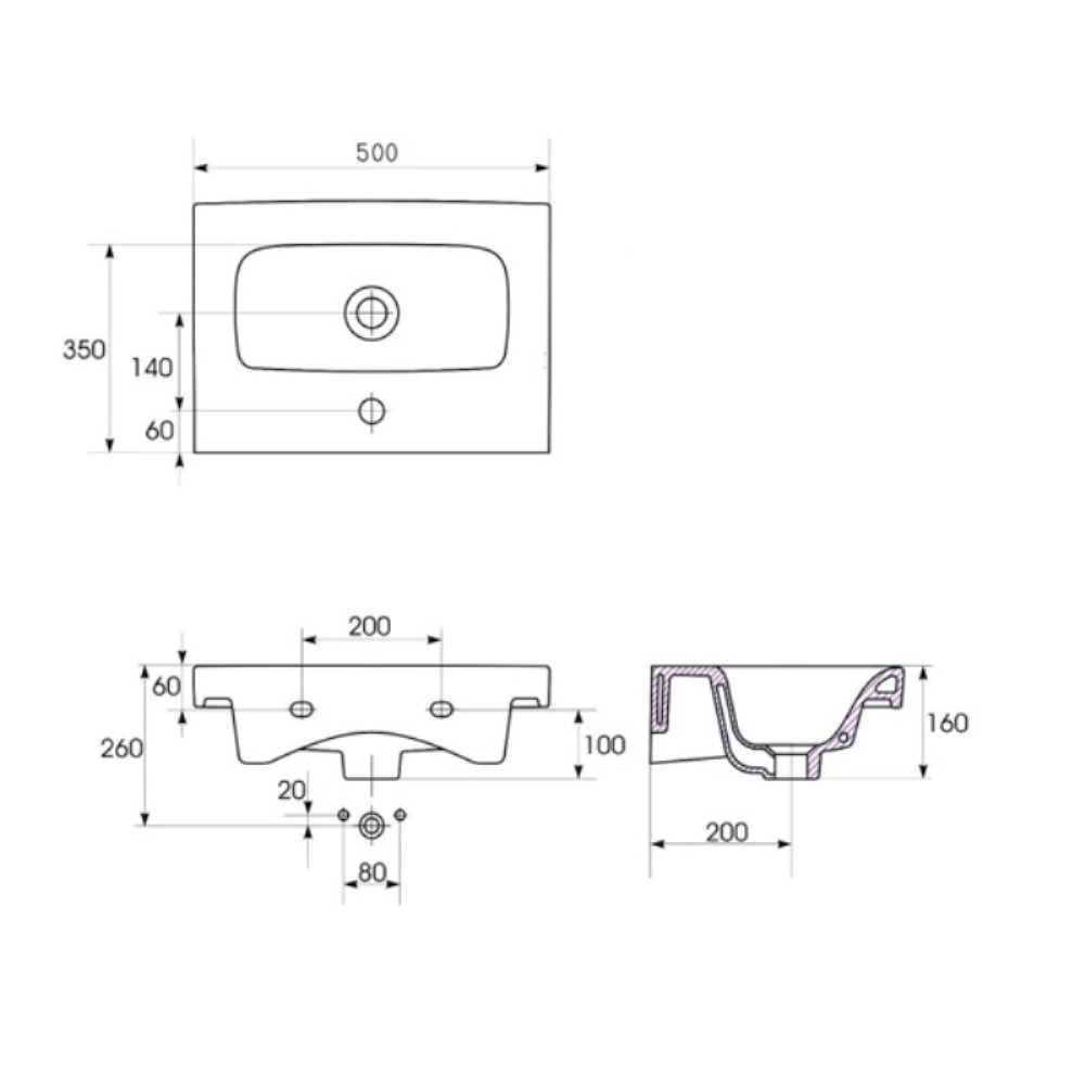 Раковина мебельная Cersanit Moduo 50 Белый S-UM-MOD50SL/1 Раковина мебельная Cersanit Moduo 50 Белый S-UM-MOD50SL/1 — изображение 3